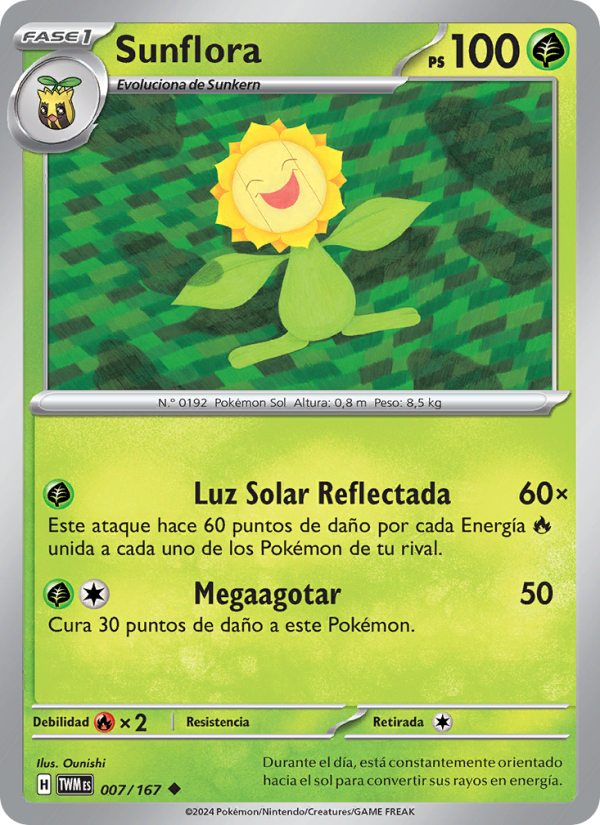 Sunflora 007 — Twilight Masquerade (Spanish Pokémon TCG card)