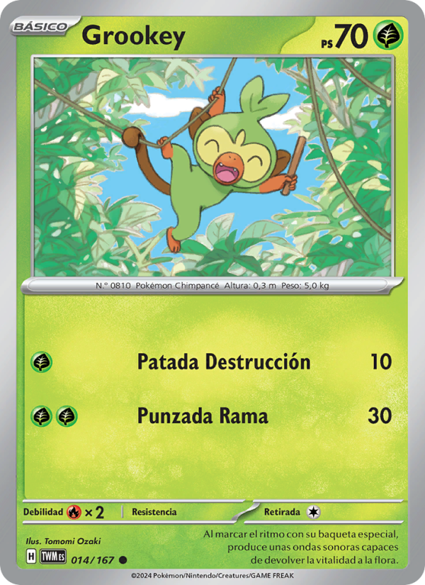 Grookey 014 — Twilight Masquerade (Spanish Pokémon TCG card)