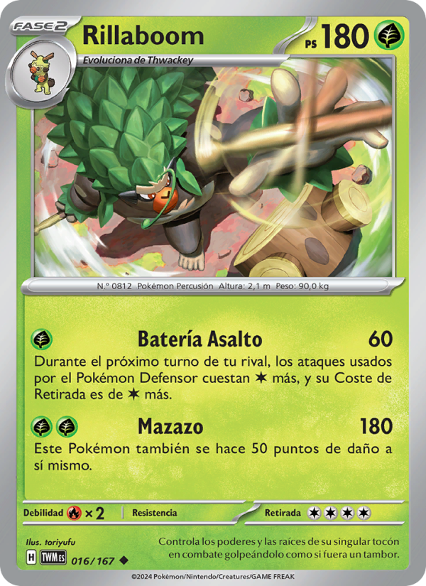 Rillaboom 016 — Twilight Masquerade (Spanish Pokémon TCG card)
