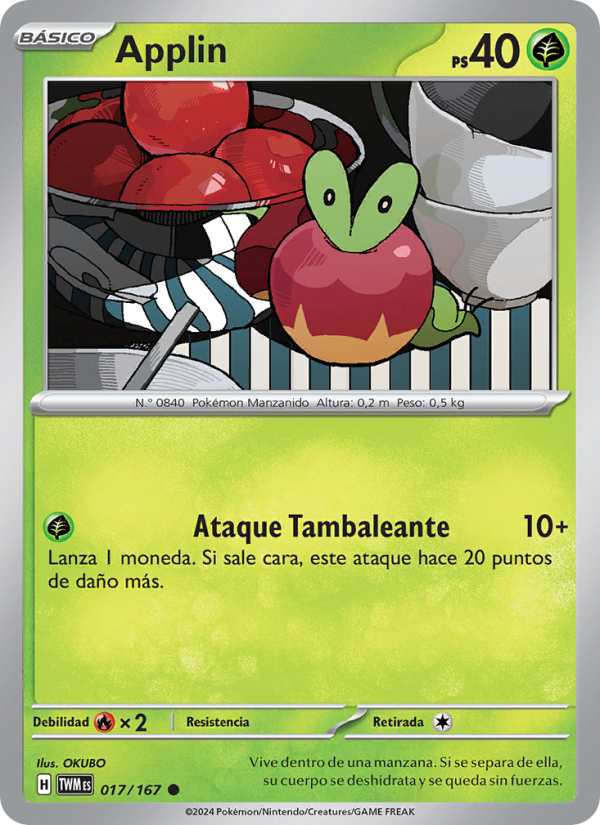 Applin 017 — Twilight Masquerade (Spanish Pokémon TCG card)