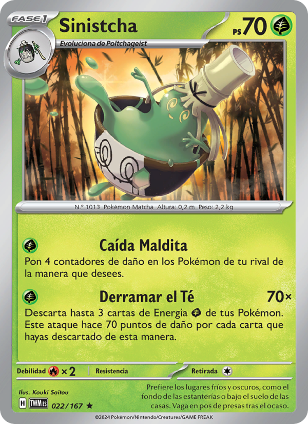 Sinistcha 022 — Twilight Masquerade (Spanish Pokémon TCG card)