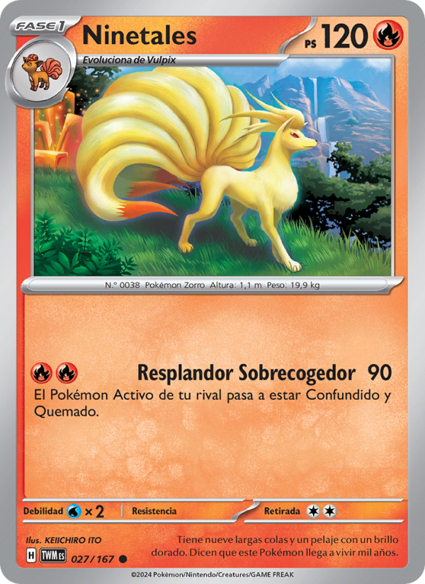 Ninetales 027 — Twilight Masquerade (Spanish Pokémon TCG card)