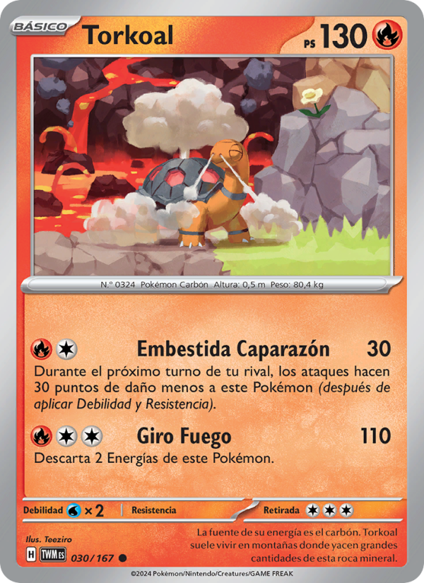 Torkoal 030 — Twilight Masquerade (Spanish Pokémon TCG card)