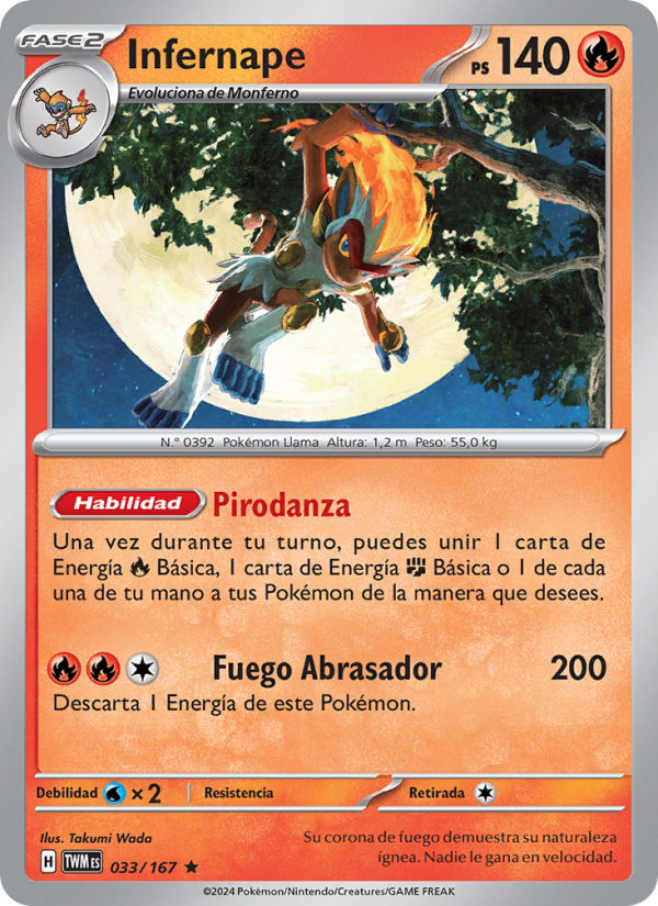 Infernape 033 — Twilight Masquerade (Spanish Pokémon TCG card)