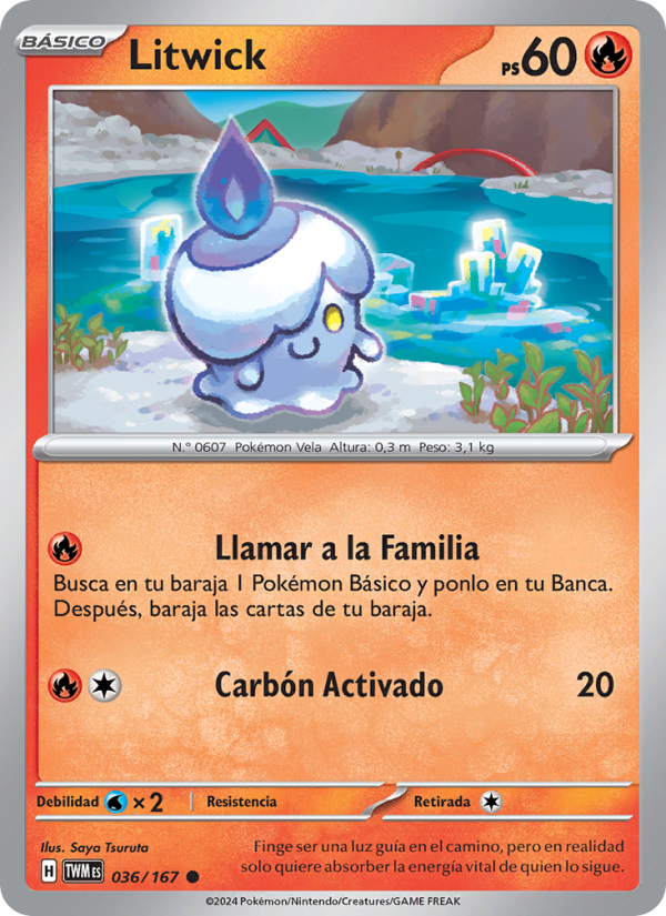 Litwick 036 — Twilight Masquerade (Spanish Pokémon TCG card)
