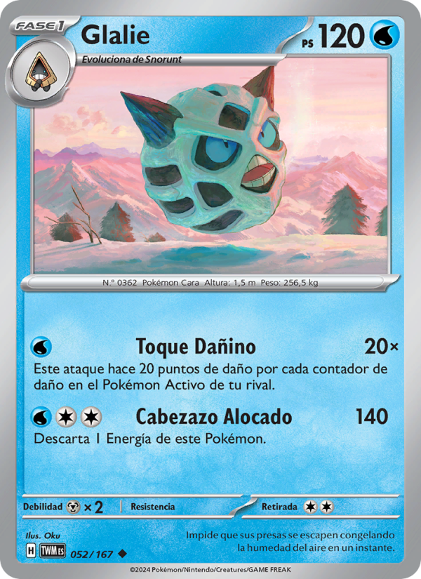 Glalie 052 — Twilight Masquerade (Spanish Pokémon TCG card)