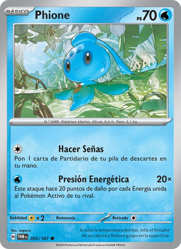 Phione 055 — Twilight Masquerade (Spanish Pokémon TCG card)