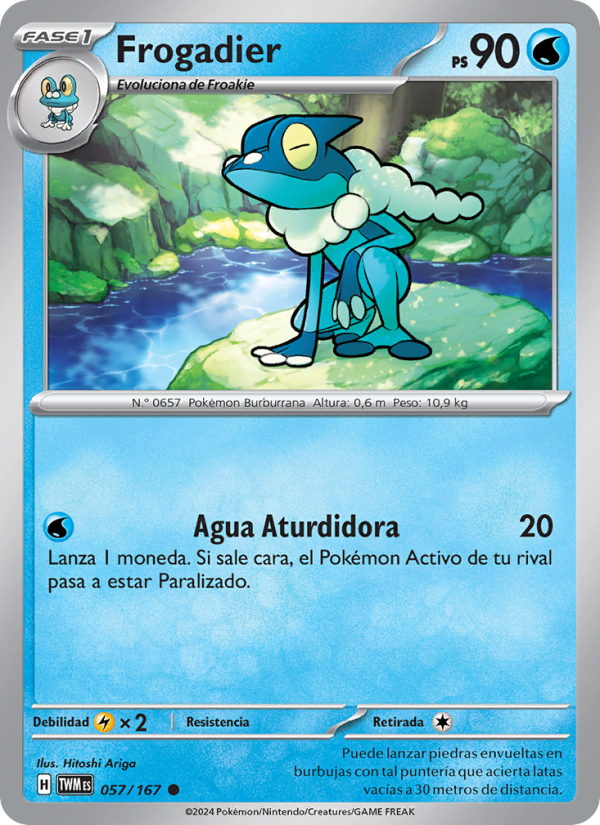 Frogadier 057 — Twilight Masquerade (Spanish Pokémon TCG card)