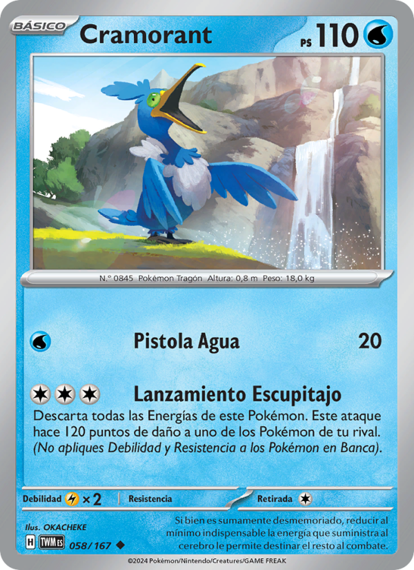 Cramorant 058 — Twilight Masquerade (Spanish Pokémon TCG card)