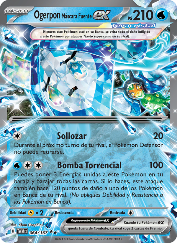 Ogerpon Máscara Fuente ex 064 — Twilight Masquerade (Spanish Pokémon TCG card)