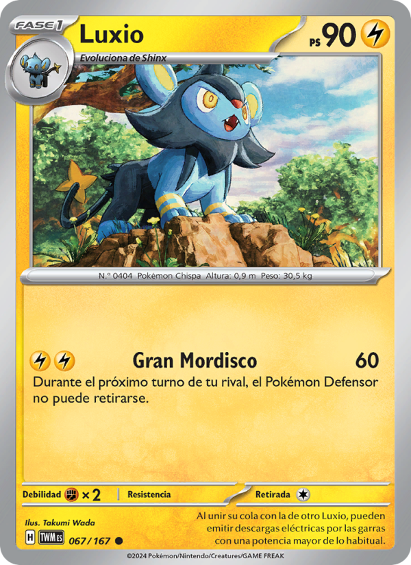 Luxio 067 — Twilight Masquerade (Spanish Pokémon TCG card)