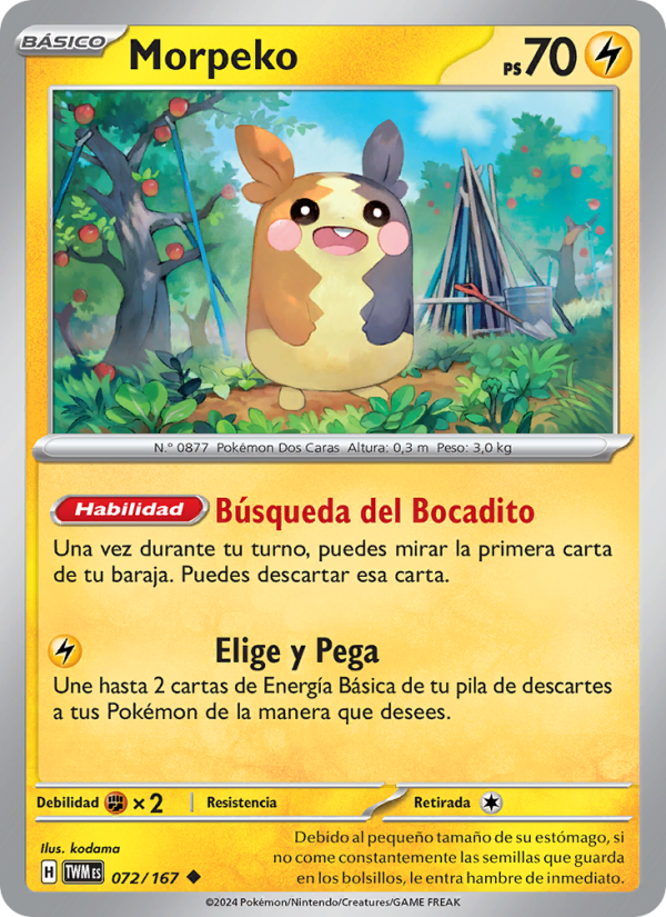 Morpeko 072 — Twilight Masquerade (Spanish Pokémon TCG card)