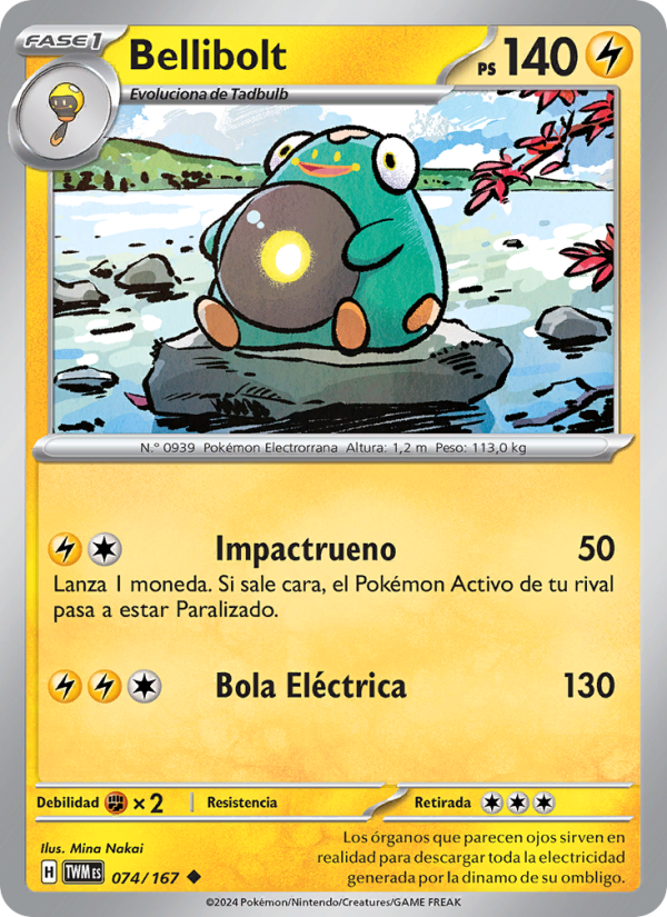 Bellibolt 074 — Twilight Masquerade (Spanish Pokémon TCG card)