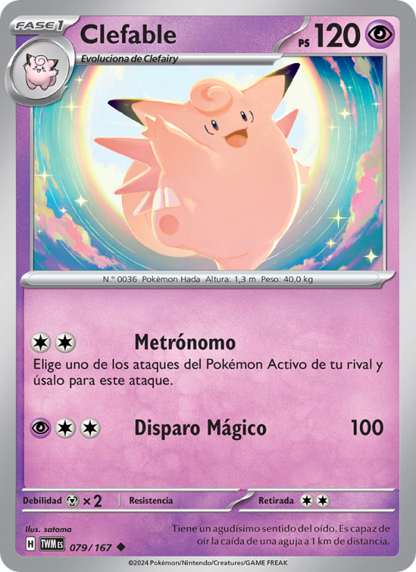 Clefable 079 — Twilight Masquerade (Spanish Pokémon TCG card)