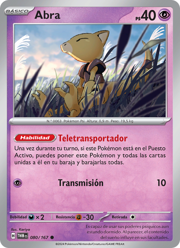 Abra 080 — Twilight Masquerade (Spanish Pokémon TCG card)
