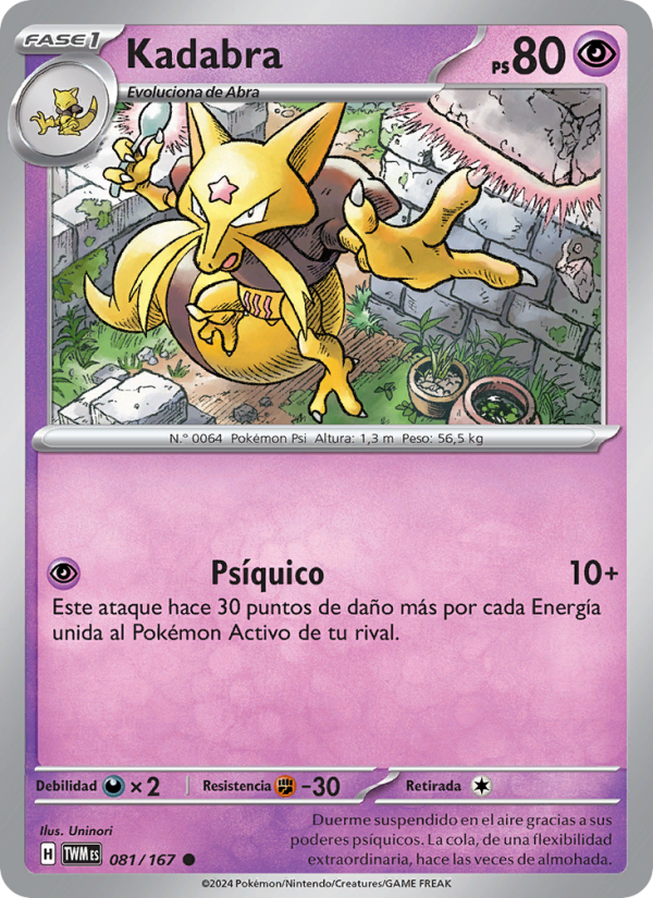 Kadabra 081 — Twilight Masquerade (Spanish Pokémon TCG card)