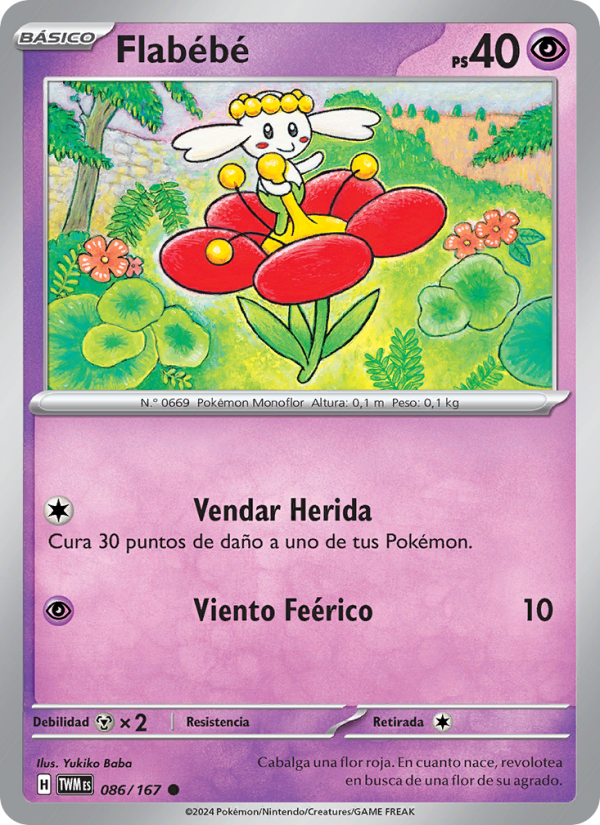 Flabébé 086 — Twilight Masquerade (Spanish Pokémon TCG card)