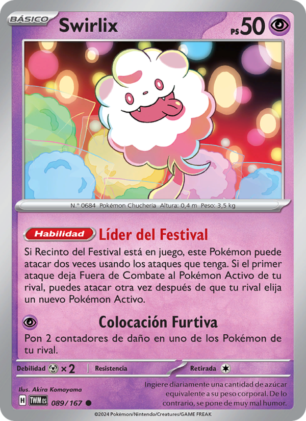 Swirlix 089 — Twilight Masquerade (Spanish Pokémon TCG card)