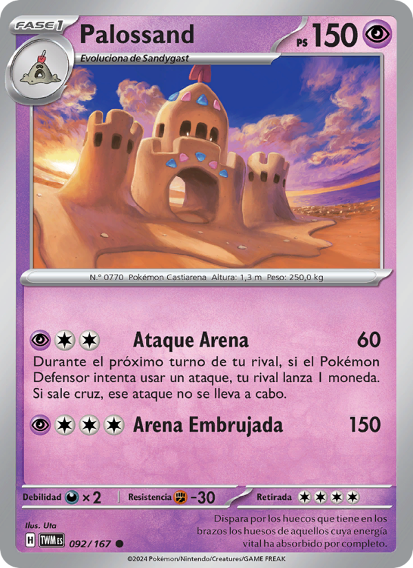 Palossand 092 — Twilight Masquerade (Spanish Pokémon TCG card)