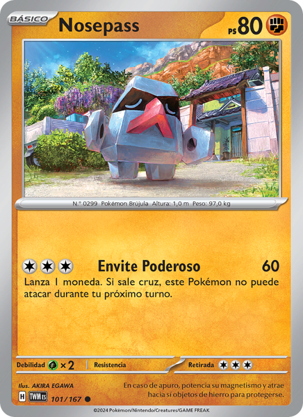 Nosepass 101 — Twilight Masquerade (Spanish Pokémon TCG card)