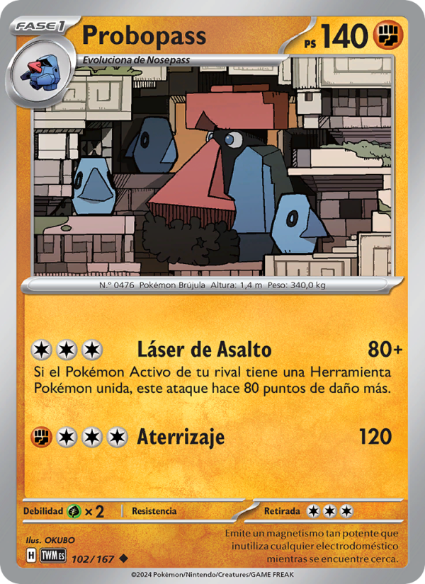 Probopass 102 — Twilight Masquerade (Spanish Pokémon TCG card)