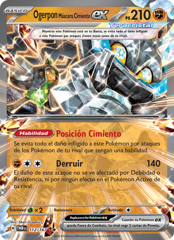 Ogerpon Máscara Cimiento ex 112 — Twilight Masquerade (Spanish Pokémon TCG card)