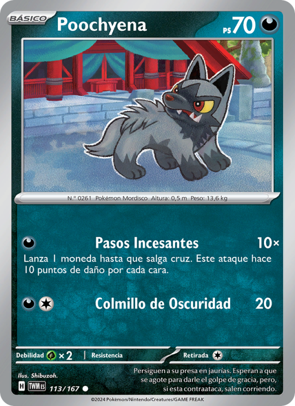 Poochyena 113 — Twilight Masquerade (Spanish Pokémon TCG card)