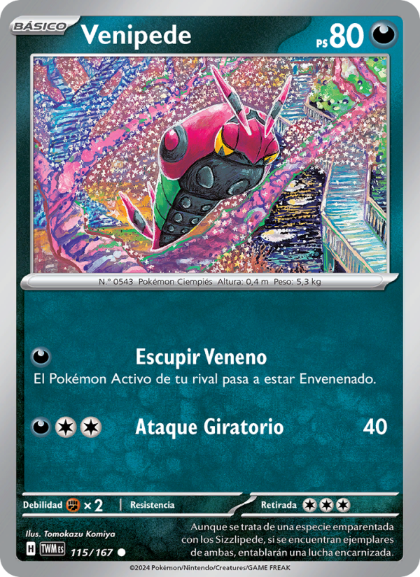 Venipede 115 — Twilight Masquerade (Spanish Pokémon TCG card)