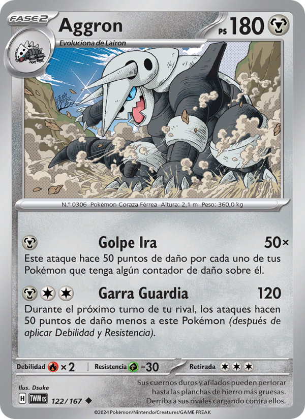 Aggron 122 — Twilight Masquerade (Spanish Pokémon TCG card)