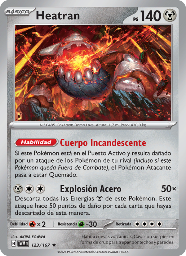 Heatran 123 — Twilight Masquerade (Spanish Pokémon TCG card)