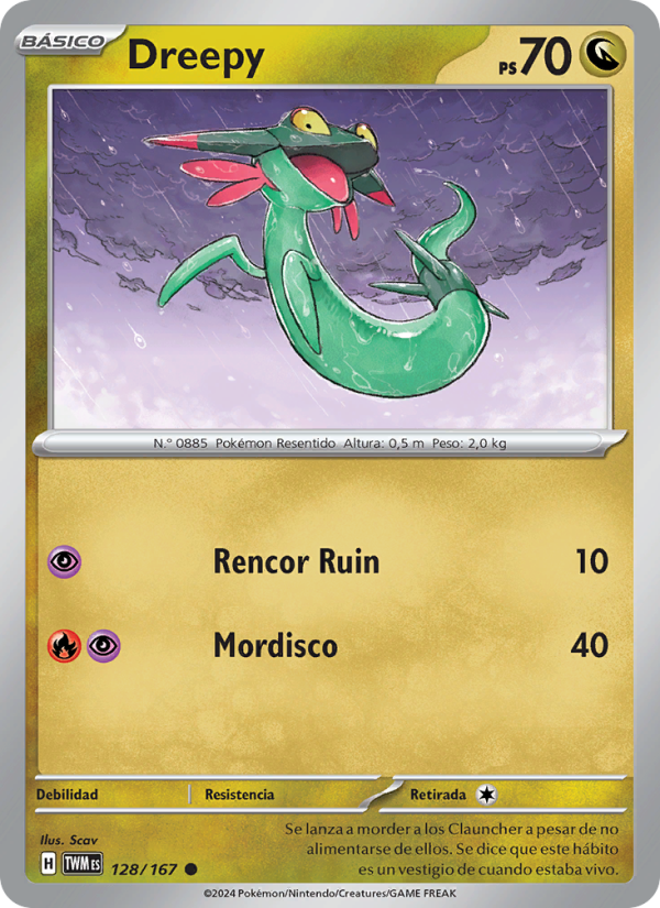 Dreepy 128 — Twilight Masquerade (Spanish Pokémon TCG card)