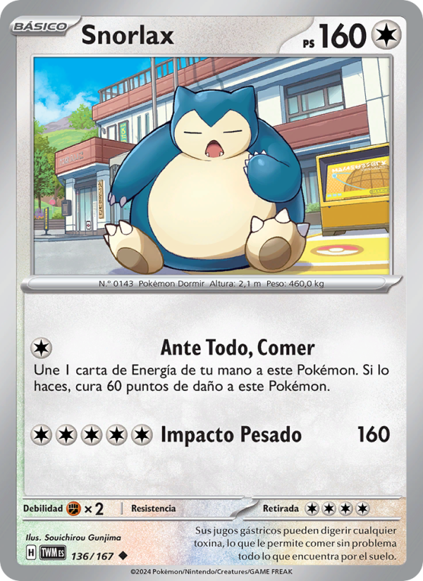 Snorlax 136 — Twilight Masquerade (Spanish Pokémon TCG card)