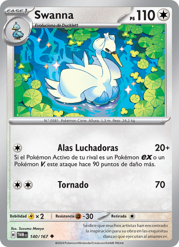 Swanna 140 — Twilight Masquerade (Spanish Pokémon TCG card)