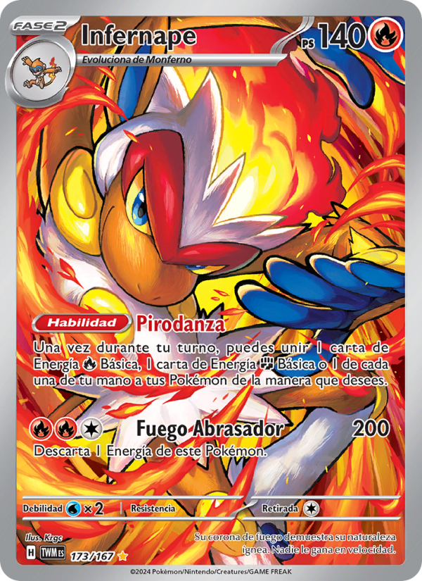 Infernape 173 — Twilight Masquerade (Spanish Pokémon TCG card)