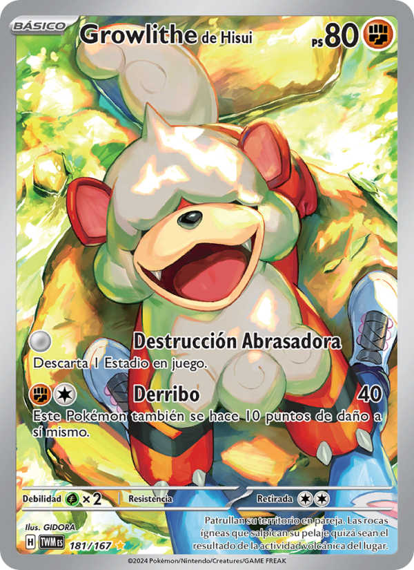 Growlithe de Hisui 181 — Twilight Masquerade (Spanish Pokémon TCG card)