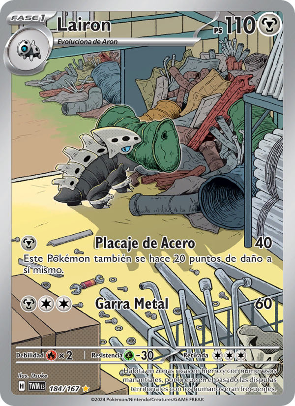 Lairon 184 — Twilight Masquerade (Spanish Pokémon TCG card)