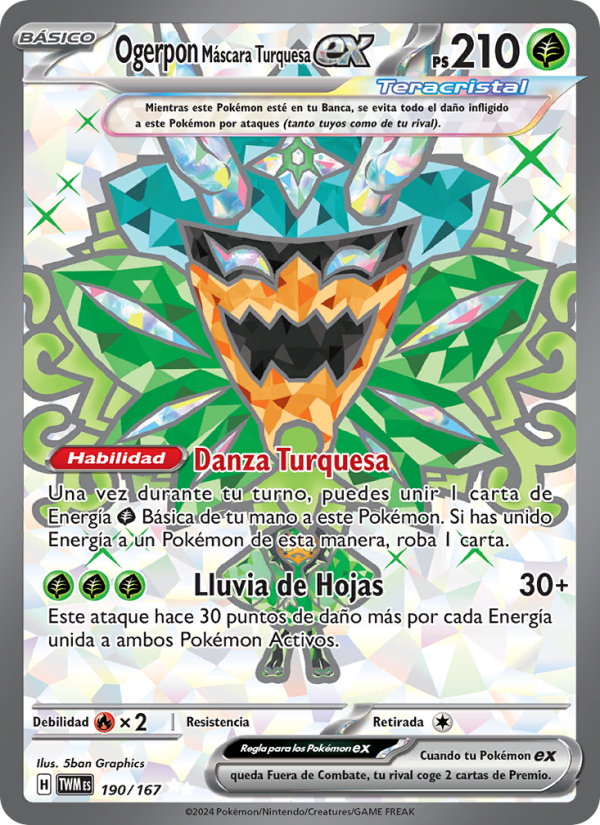 Ogerpon Máscara Turquesa ex 190 — Twilight Masquerade (Spanish Pokémon TCG card)