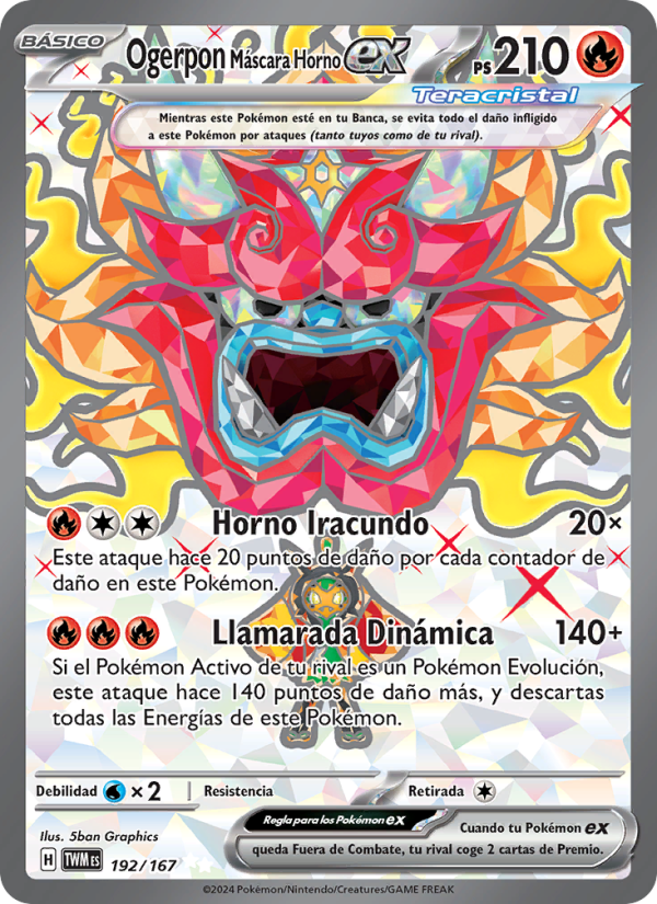 Ogerpon Máscara Horno ex 192 — Twilight Masquerade (Spanish Pokémon TCG card)