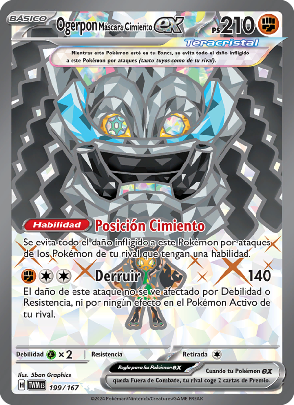 Ogerpon Máscara Cimiento ex 199 — Twilight Masquerade (Spanish Pokémon TCG card)