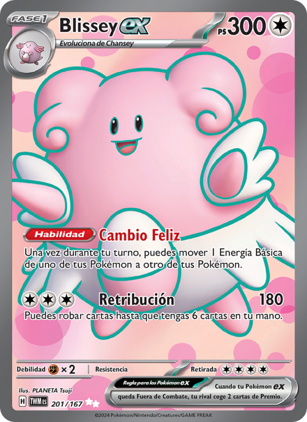 Blissey ex 201 — Twilight Masquerade (Spanish Pokémon TCG card)