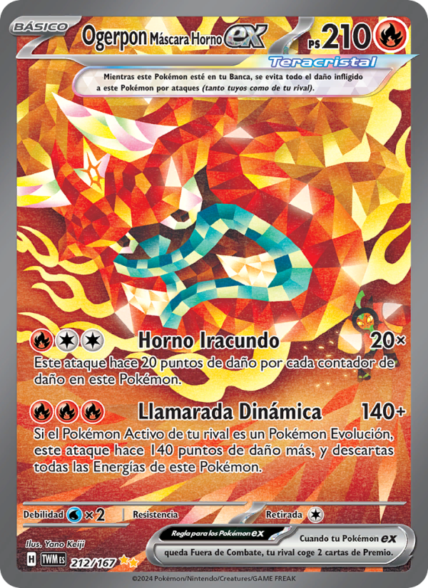 Ogerpon Máscara Horno ex 212 — Twilight Masquerade (Spanish Pokémon TCG card)