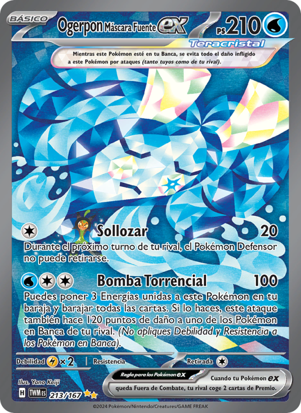 Ogerpon Máscara Fuente ex 213 — Twilight Masquerade (Spanish Pokémon TCG card)