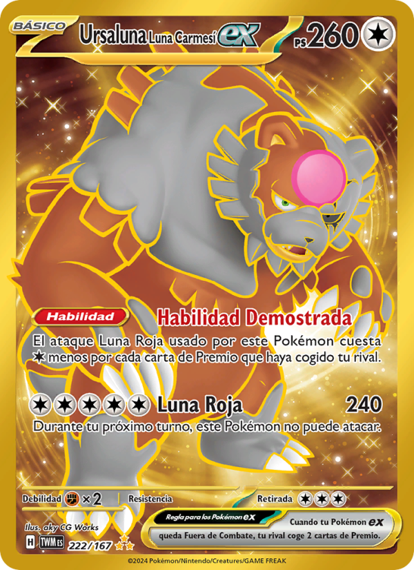 Ursaluna Luna Carmesí ex 222 — Twilight Masquerade (Spanish Pokémon TCG card)
