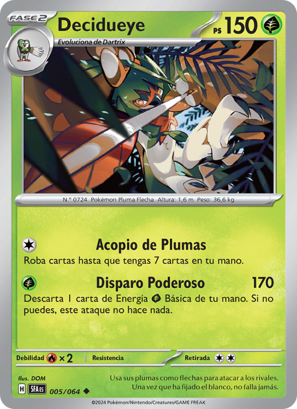 Decidueye 005 — Nebel der Sagen (Spanish Pokémon TCG card)
