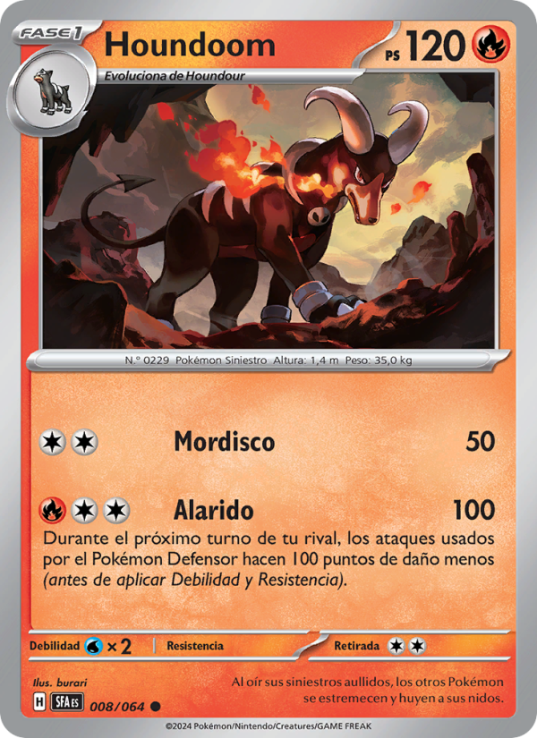 Houndoom 008 — Nebel der Sagen (Spanish Pokémon TCG card)