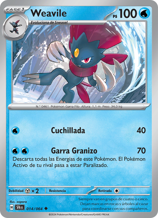 Weavile 014 — Nebel der Sagen (Spanish Pokémon TCG card)