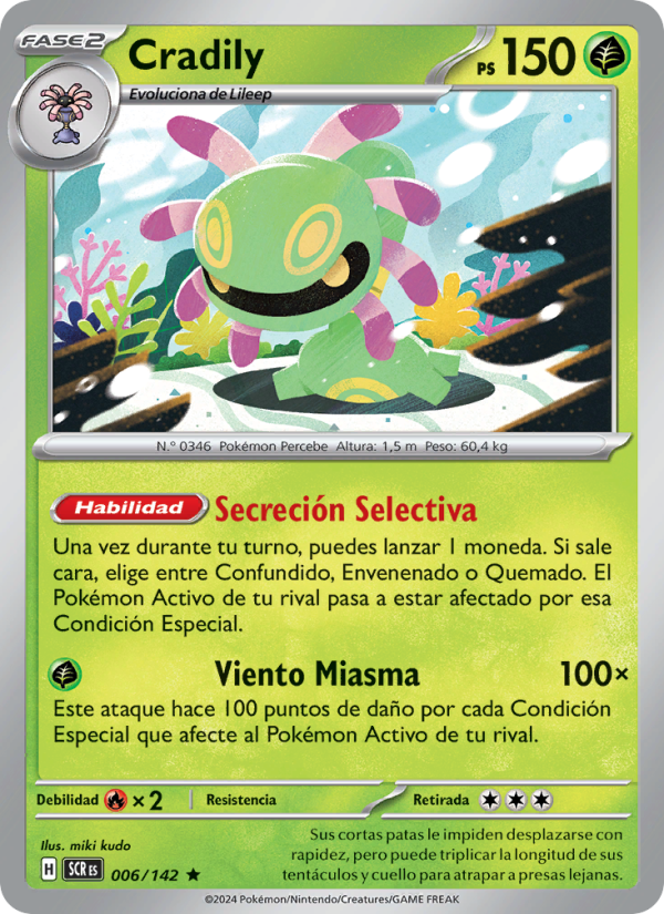 Cradily 006 — Stellar Crown (Spanish Pokémon TCG card)