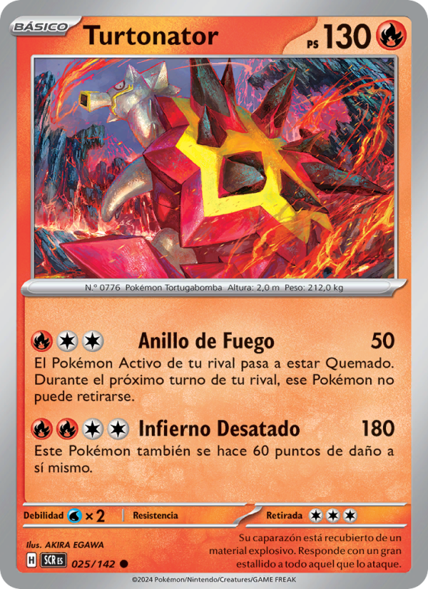 Turtonator 025 — Stellar Crown (Spanish Pokémon TCG card)