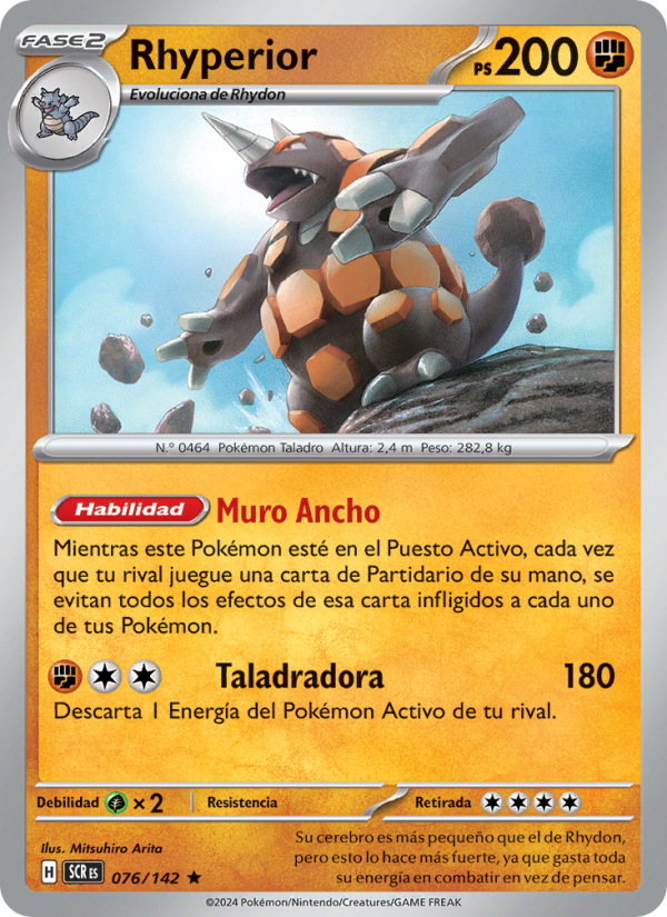 Rhyperior 076 — Stellar Crown (Spanish Pokémon TCG card)