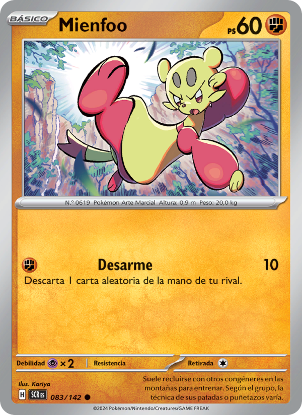 Mienfoo 083 — Stellar Crown (Spanish Pokémon TCG card)